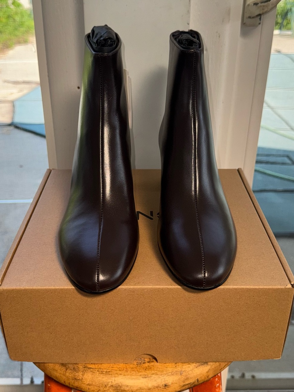 MANGO Claro Genuine Leather Ankle Boots Dark Brown Block Heel Women’s 7.5 NIB - Picture 5 of 16